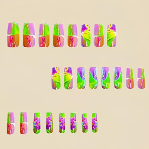 Luxury Leafy Tip Press-On Nails – 24pcs Set | Comfortable & Stylish Nail Art