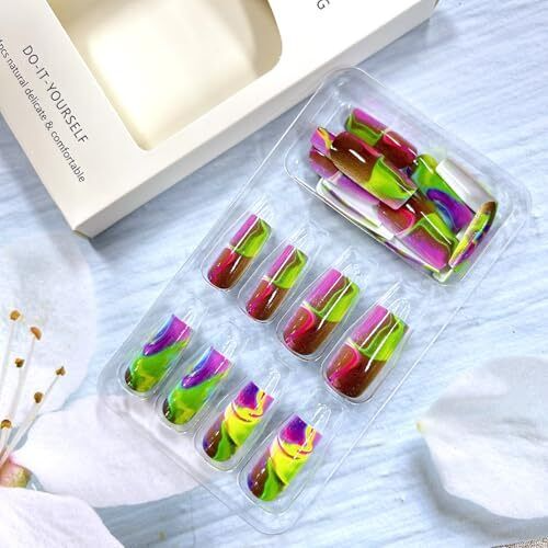 Luxury Leafy Tip Press-On Nails – 24pcs Set | Comfortable & Stylish Nail Art
