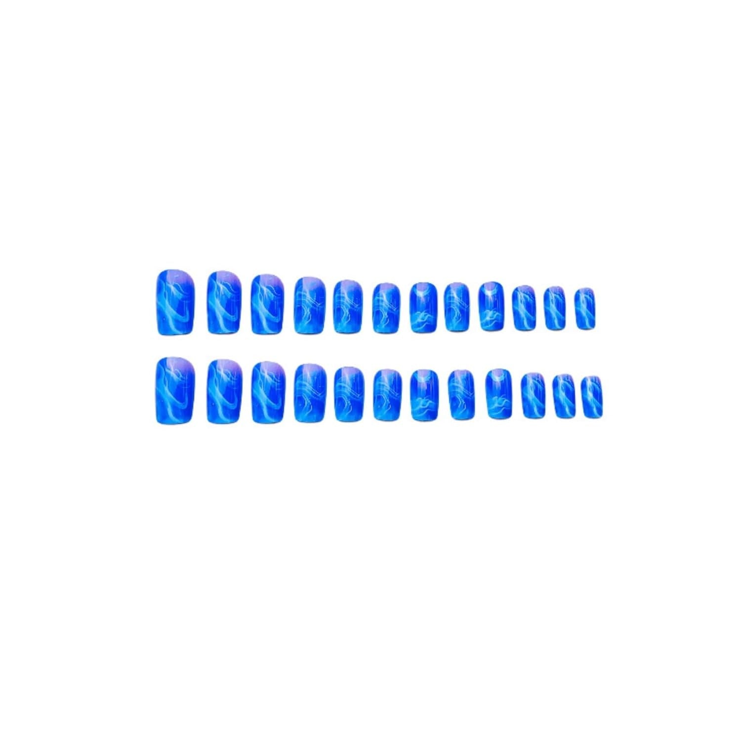 "Ocean Aura – DIY Blue Marble Nail Tips (24 pcs)