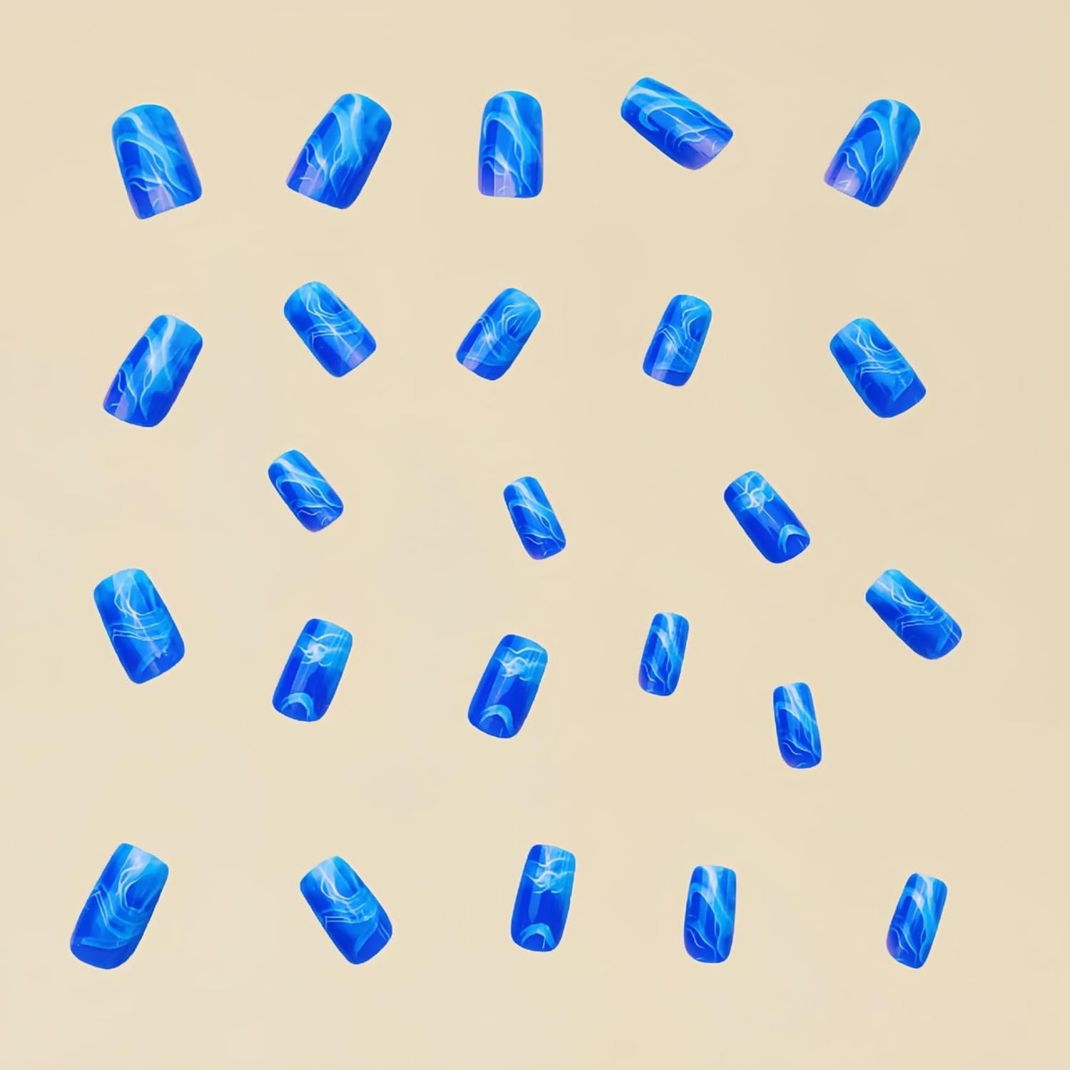 "Ocean Aura – DIY Blue Marble Nail Tips (24 pcs)