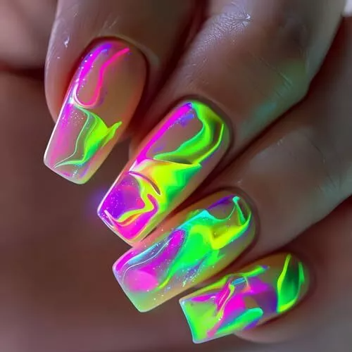 Luxury Leafy Tip Press-On Nails – 24pcs Set | Comfortable & Stylish Nail Art