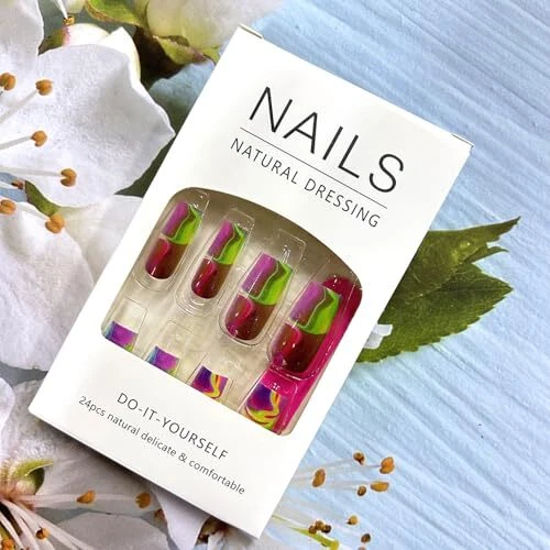 Luxury Leafy Tip Press-On Nails – 24pcs Set | Comfortable & Stylish Nail Art