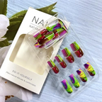 Luxury Leafy Tip Press-On Nails – 24pcs Set | Comfortable & Stylish Nail Art